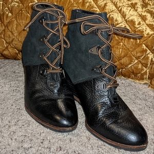 Soft leather heeled lace up Franco Sarto boots